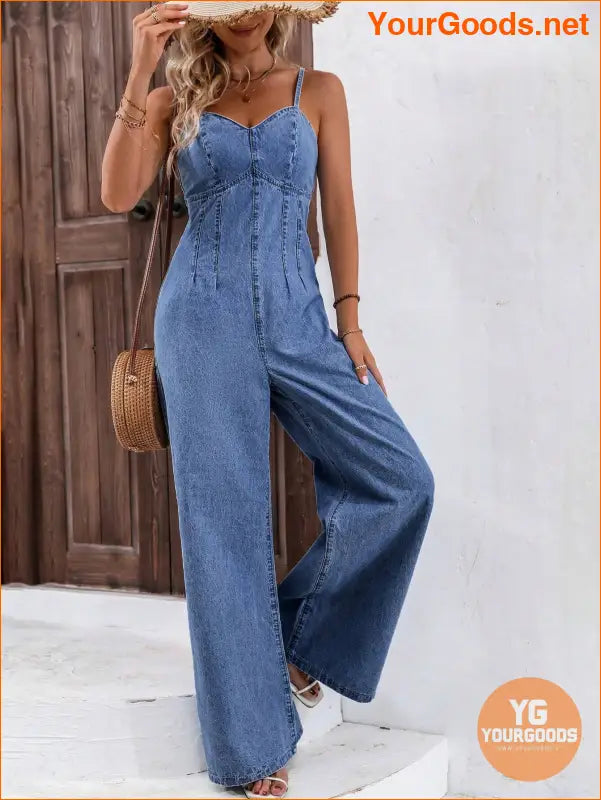 YOURGOODS Frenchy Womens Wide Leg Denim Jumpsuit - YourGoods Online Shop