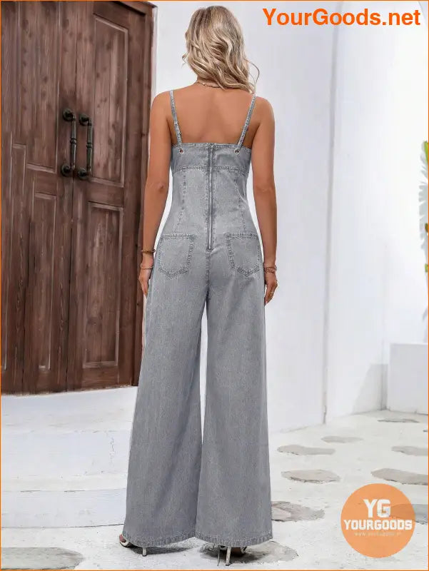 YOURGOODS Frenchy Womens Wide Leg Denim Jumpsuit - YourGoods Online Shop