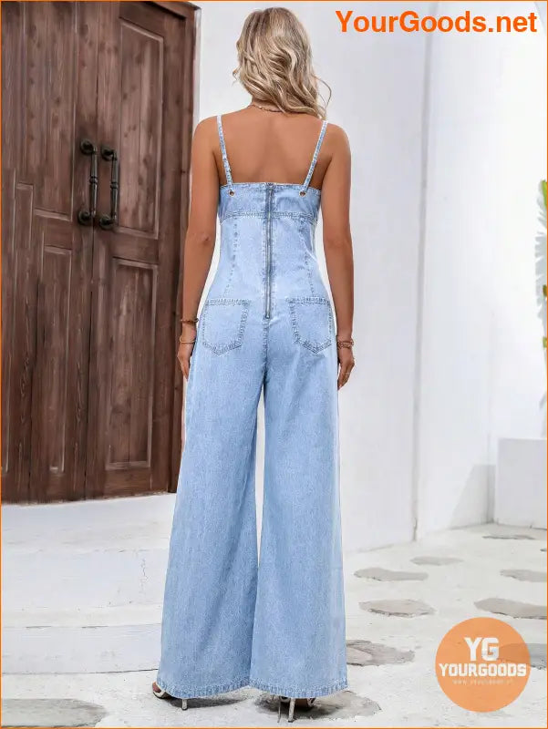 YOURGOODS Frenchy Womens Wide Leg Denim Jumpsuit - YourGoods Online Shop