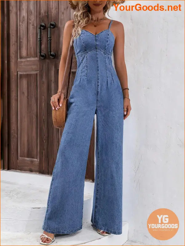 YOURGOODS Frenchy Womens Wide Leg Denim Jumpsuit - YourGoods Online Shop