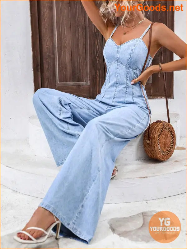 YOURGOODS Frenchy Womens Wide Leg Denim Jumpsuit - YourGoods Online Shop