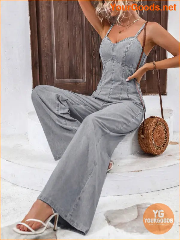 YOURGOODS Frenchy Womens Wide Leg Denim Jumpsuit - YourGoods Online Shop