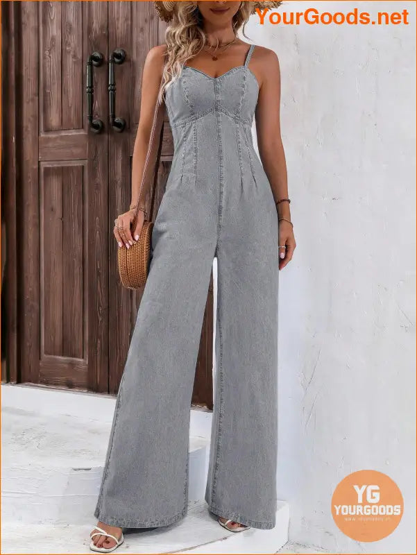 YOURGOODS Frenchy Womens Wide Leg Denim Jumpsuit - YourGoods Online Shop