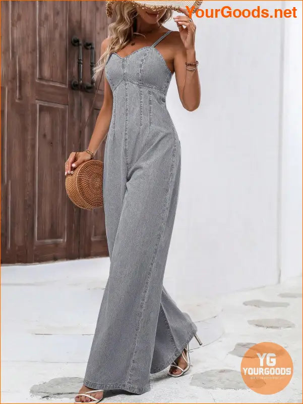 YOURGOODS Frenchy Womens Wide Leg Denim Jumpsuit - YourGoods Online Shop