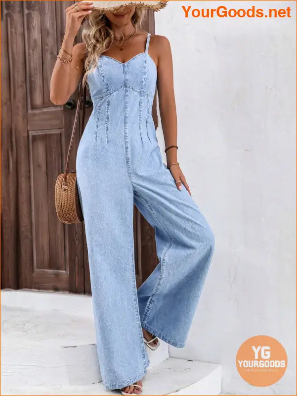 YOURGOODS Frenchy Womens Wide Leg Denim Jumpsuit - YourGoods Online Shop