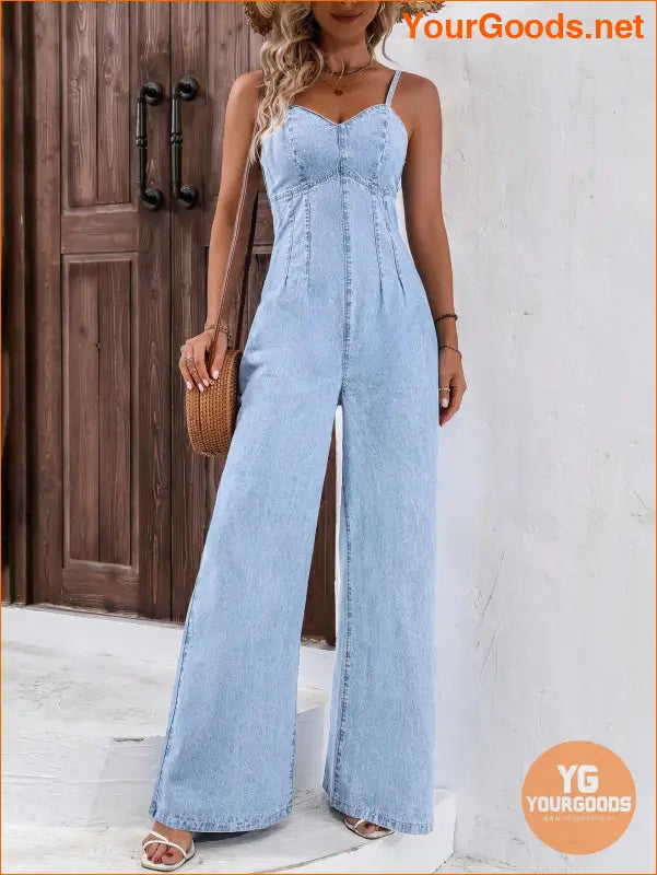 YOURGOODS Frenchy Womens Wide Leg Denim Jumpsuit - YourGoods Online Shop