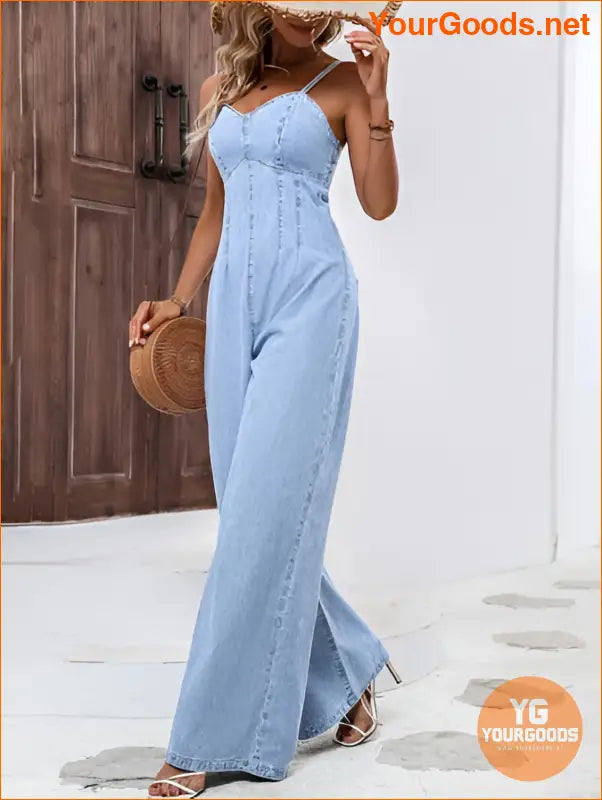 YOURGOODS Frenchy Womens Wide Leg Denim Jumpsuit - YourGoods Online Shop