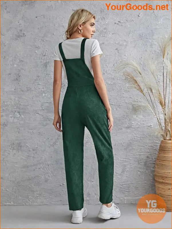 YOURGOODS Frill Trim Pocket Front Cord Overalls - YourGoods Online Shop