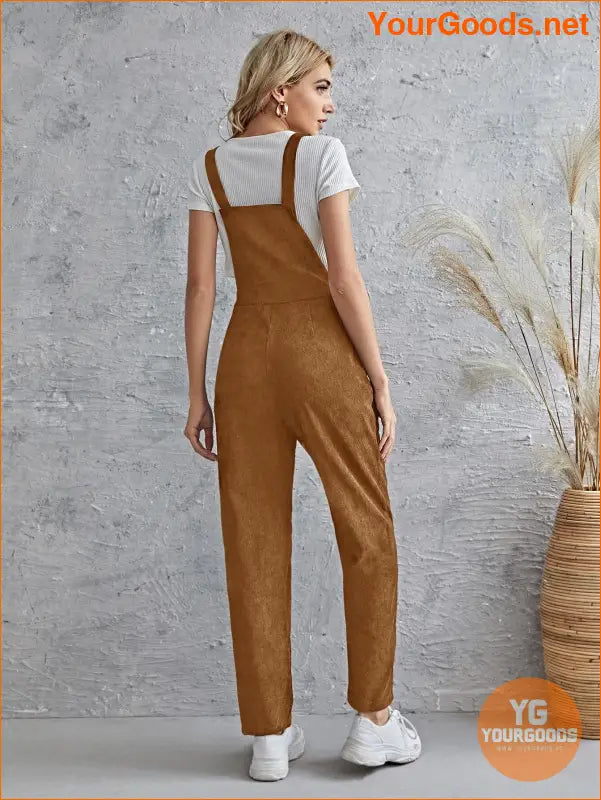 YOURGOODS Frill Trim Pocket Front Cord Overalls - YourGoods Online Shop