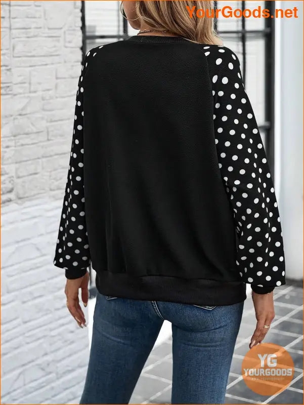 YOURGOODS Heart Print Raglan Sleeve Sweatshirt Black Top - YourGoods Online Shop