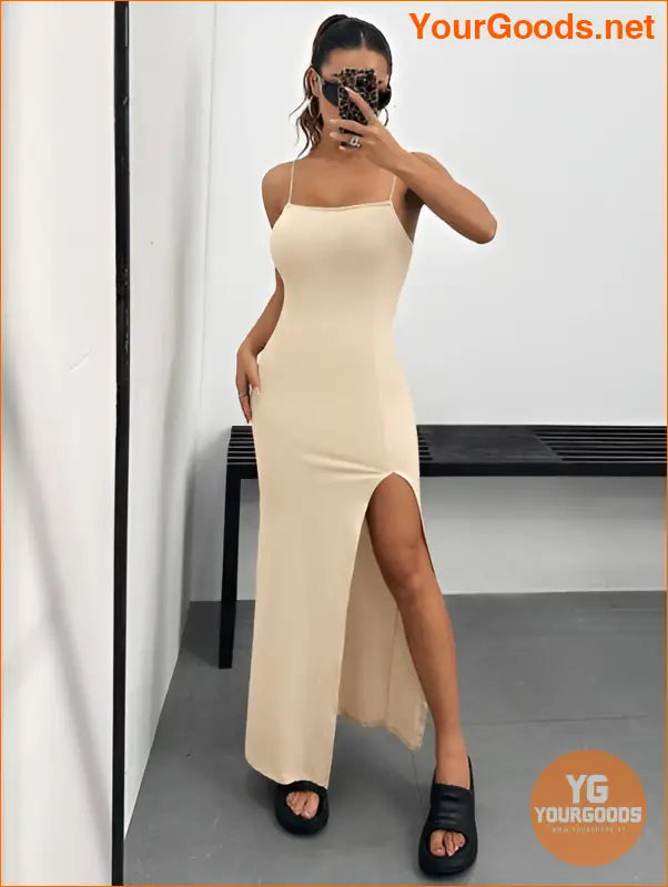 YOURGOODS High Slit Spaghetti Strap Dress for Women - YourGoods Online Shop