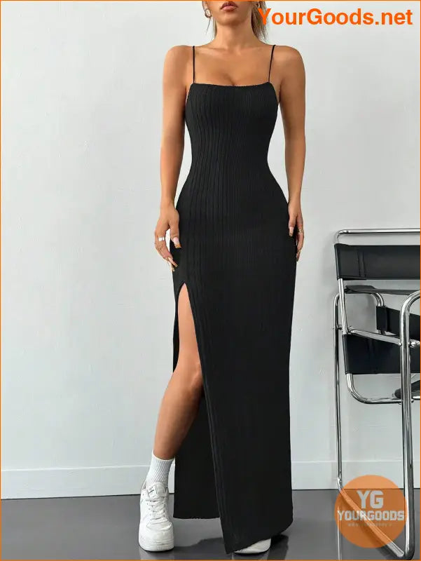 YOURGOODS High Slit Spaghetti Strap Dress for Women - YourGoods Online Shop