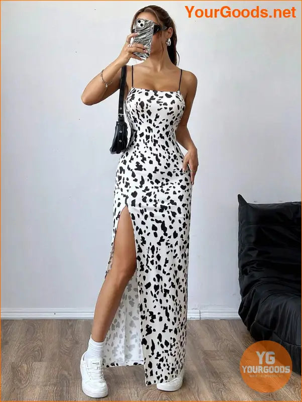 YOURGOODS High Slit Spaghetti Strap Dress for Women - YourGoods Online Shop