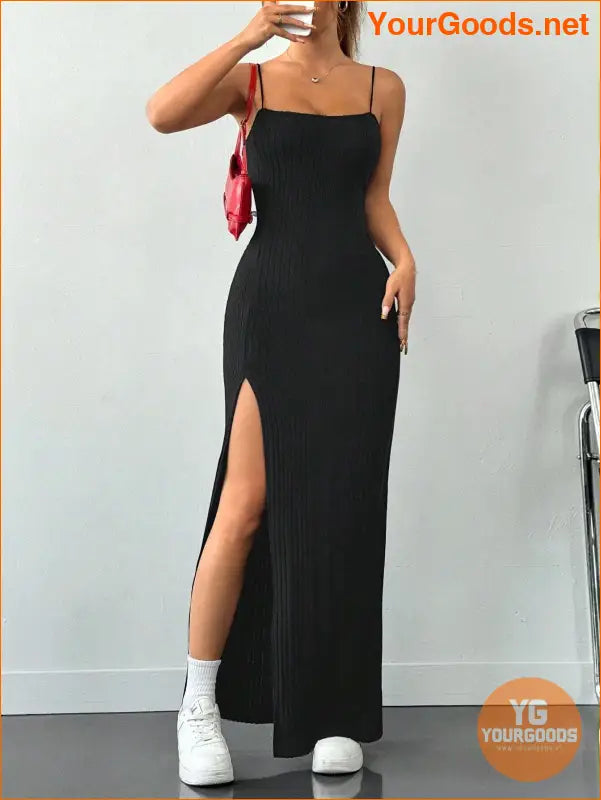 YOURGOODS High Slit Spaghetti Strap Dress for Women - YourGoods Online Shop