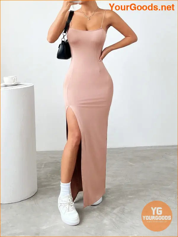 YOURGOODS High Slit Spaghetti Strap Dress for Women - YourGoods Online Shop