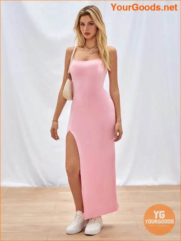 YOURGOODS High Slit Spaghetti Strap Dress for Women - YourGoods Online Shop