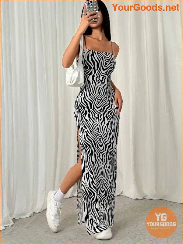 YOURGOODS High Slit Spaghetti Strap Dress for Women - YourGoods Online Shop