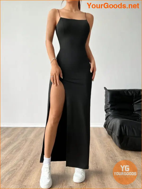 YOURGOODS High Slit Spaghetti Strap Dress for Women - YourGoods Online Shop