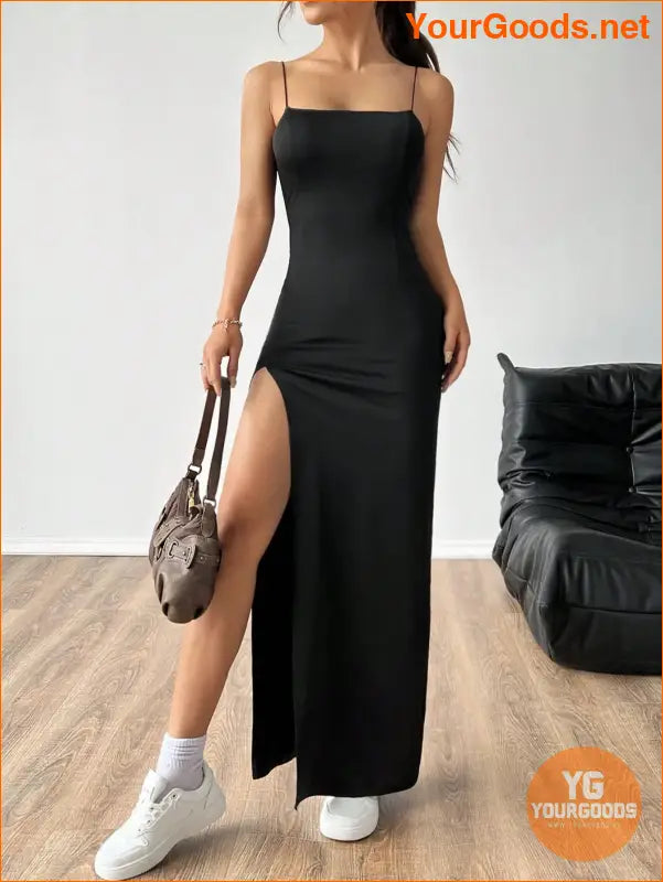 YOURGOODS High Slit Spaghetti Strap Dress for Women - YourGoods Online Shop