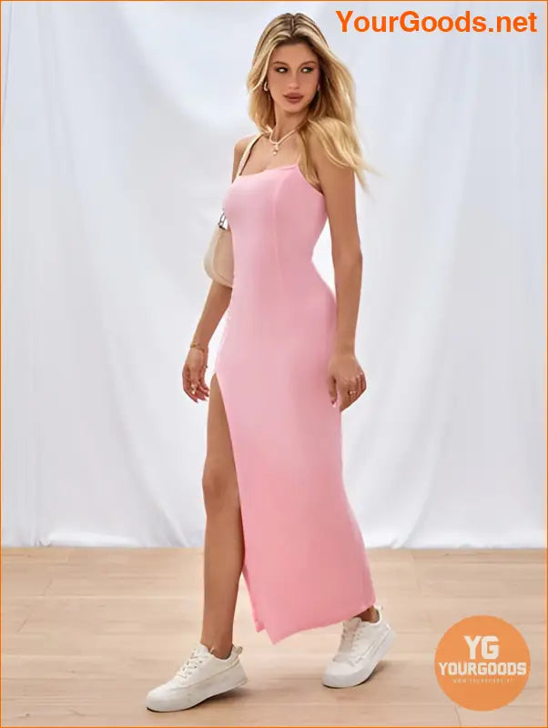 YOURGOODS High Slit Spaghetti Strap Dress for Women - YourGoods Online Shop