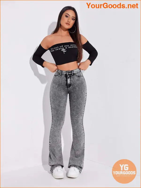 YOURGOODS High Waist Flare Leg Jeans - YourGoods Online Shop