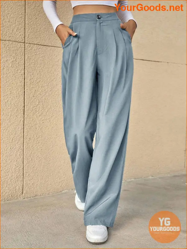 YOURGOODS High Waist Fold Pleated Tailored Pants - YourGoods Online Shop