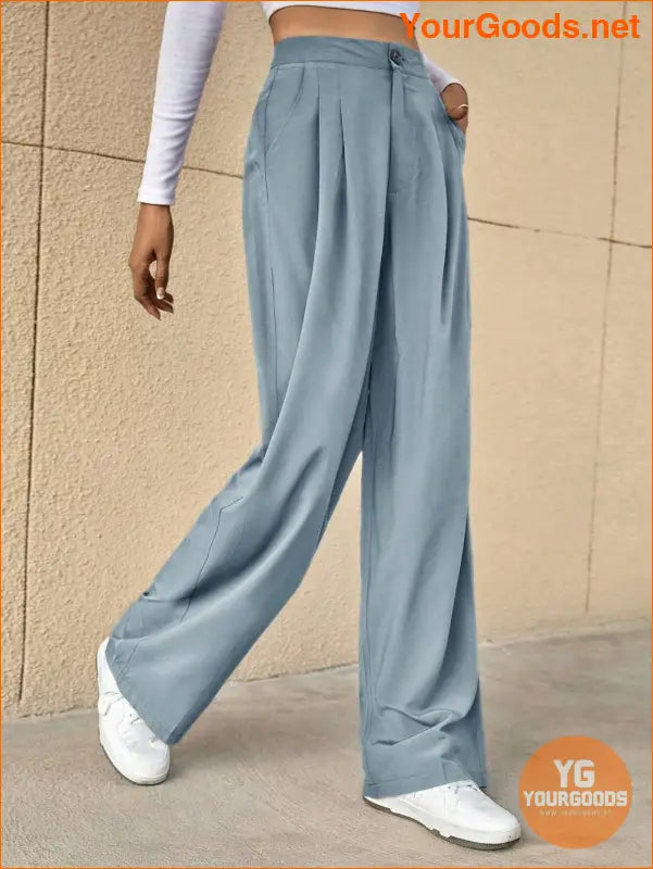 YOURGOODS High Waist Fold Pleated Tailored Pants - YourGoods Online Shop