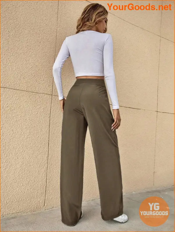 YOURGOODS High Waist Fold Pleated Tailored Pants - YourGoods Online Shop