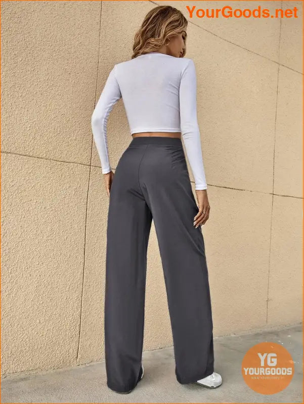 YOURGOODS High Waist Fold Pleated Tailored Pants - YourGoods Online Shop