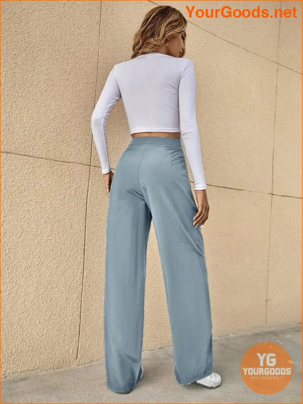 YOURGOODS High Waist Fold Pleated Tailored Pants - YourGoods Online Shop