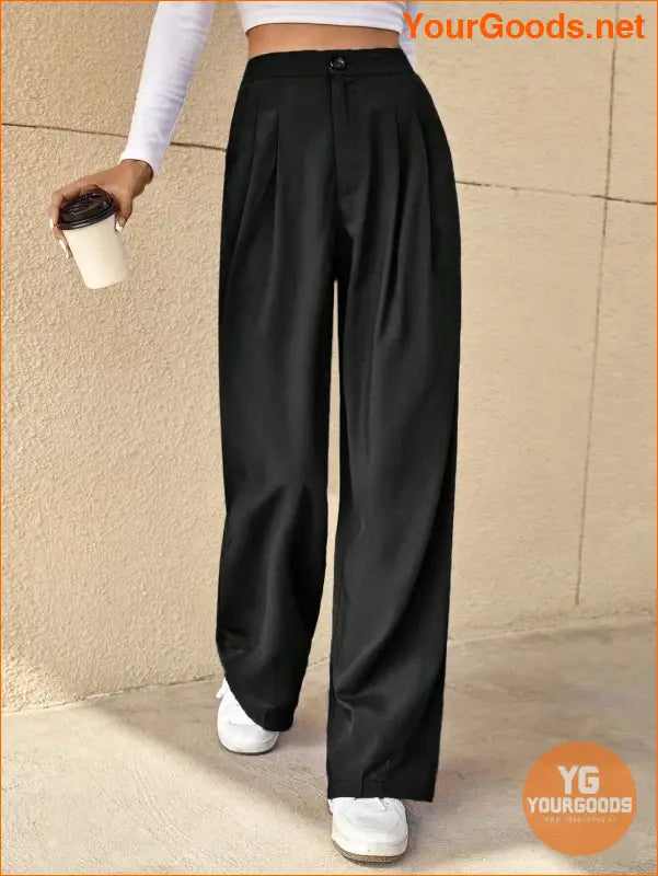 YOURGOODS High Waist Fold Pleated Tailored Pants - YourGoods Online Shop