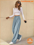 YOURGOODS High Waist Fold Pleated Tailored Pants - YourGoods Online Shop