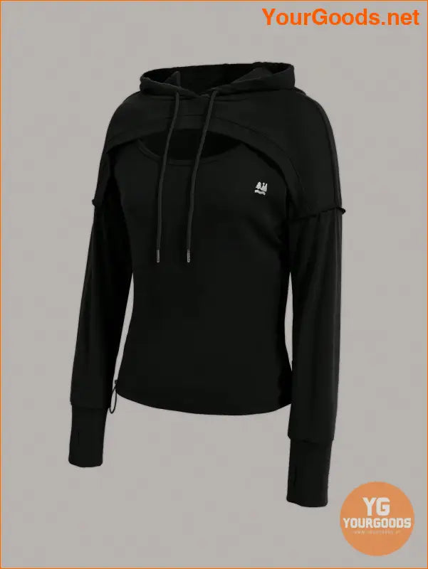 YOURGOODS Hollow Out Detail Drawstring Hooded Sports Sweatshirt - YourGoods Online Shop