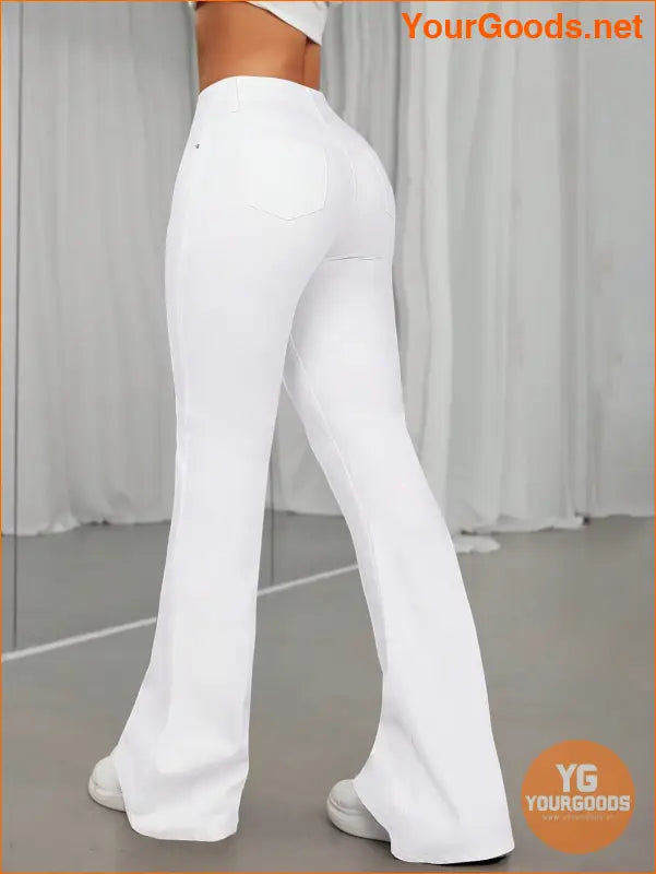 YOURGOODS Iconic Womens High Waist White Flared Jeans - YourGoods Online Shop