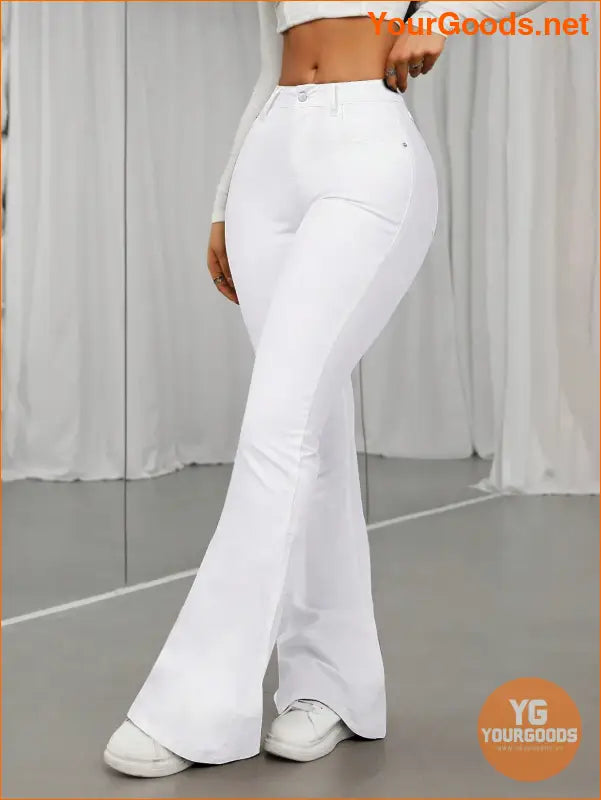 YOURGOODS Iconic Womens High Waist White Flared Jeans - YourGoods Online Shop