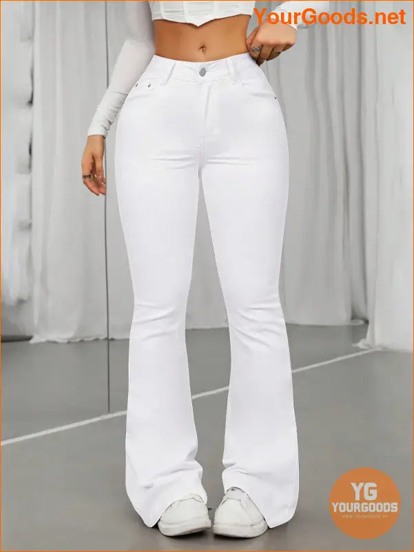 YOURGOODS Iconic Womens High Waist White Flared Jeans - YourGoods Online Shop