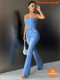 YOURGOODS Iconic ZipUp Flare Denim Jumpsuit - YourGoods Online Shop