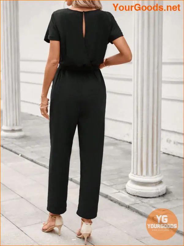 YOURGOODS Keyhole Neckline Batwing Sleeve Belted Jumpsuit - YourGoods Online Shop