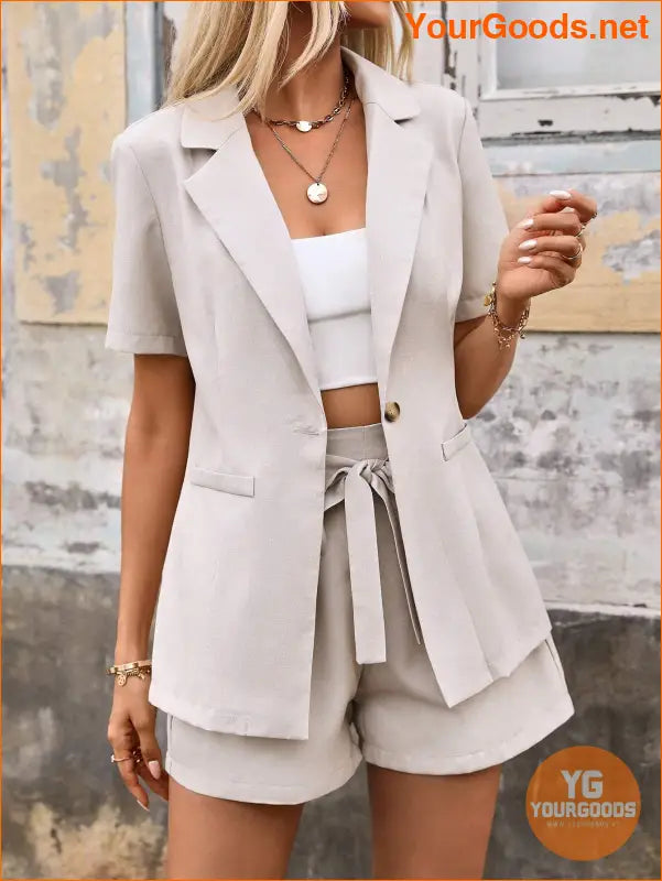 YOURGOODS Ladies Solid Color Simple Daily Suit Set - YourGoods Online Shop