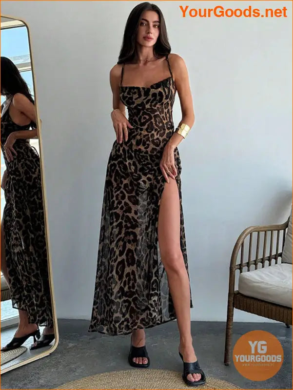 YOURGOODS Leopard Print Sexy Spaghetti Strap Dress - YourGoods Online Shop