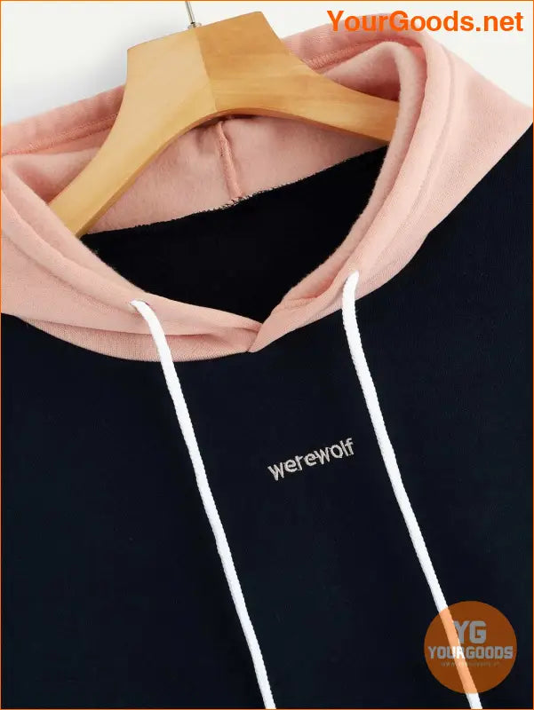 YOURGOODS Letter Embroidered Contrast Striped Hoodie - YourGoods Online Shop