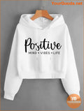 YOURGOODS Letter Graphic Drop Shoulder Crop Drawstring Thermal Lined Hoodie - YourGoods Online Shop