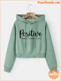 YOURGOODS Letter Graphic Drop Shoulder Crop Drawstring Thermal Lined Hoodie - YourGoods Online Shop