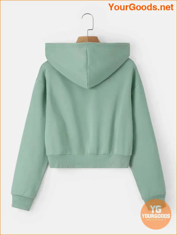 YOURGOODS Letter Graphic Drop Shoulder Crop Drawstring Thermal Lined Hoodie - YourGoods Online Shop