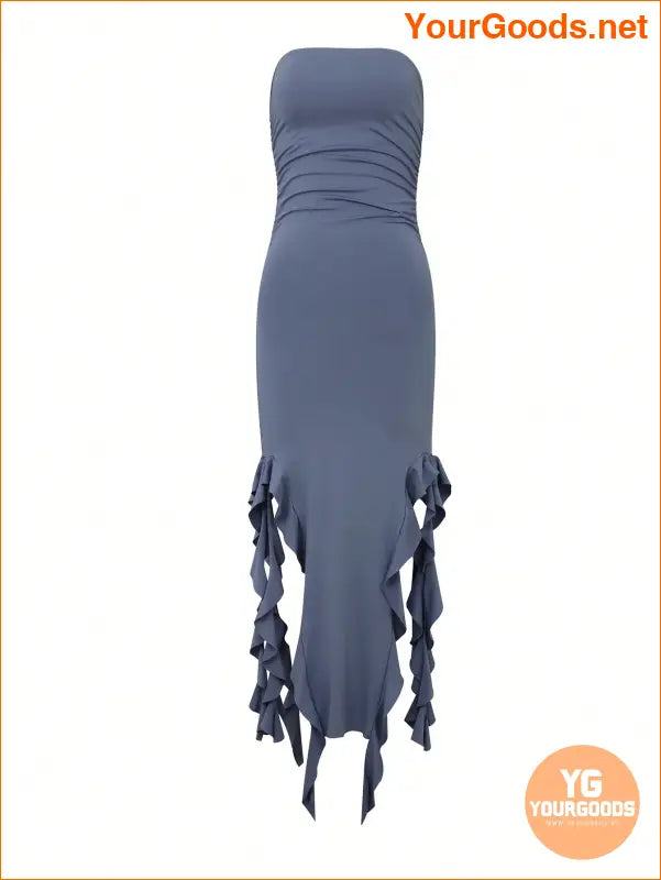 YOURGOODS - Marika Sila Ruffle Trim Ruched Tube Dress - YourGoods Online Shop