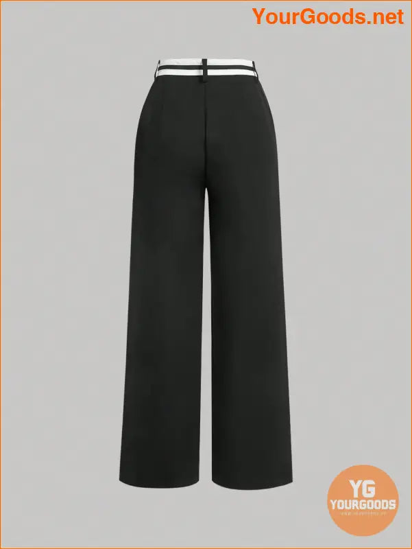 YOURGOODS MOD Black Asymmetrical Waistband Wide Leg Pants - YourGoods Online Shop