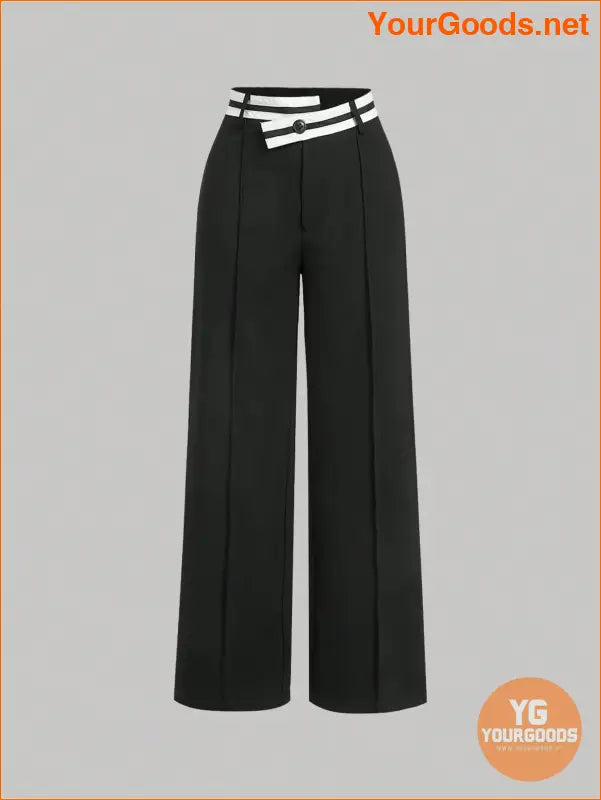 YOURGOODS MOD Black Asymmetrical Waistband Wide Leg Pants - YourGoods Online Shop