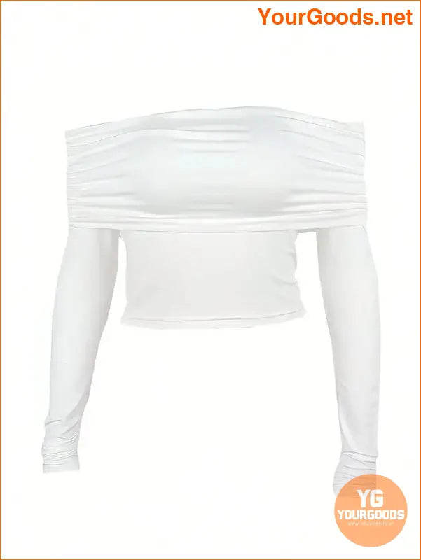 YOURGOODS OffShoulder SlimFit Pleated Crop Top - YourGoods Online Shop