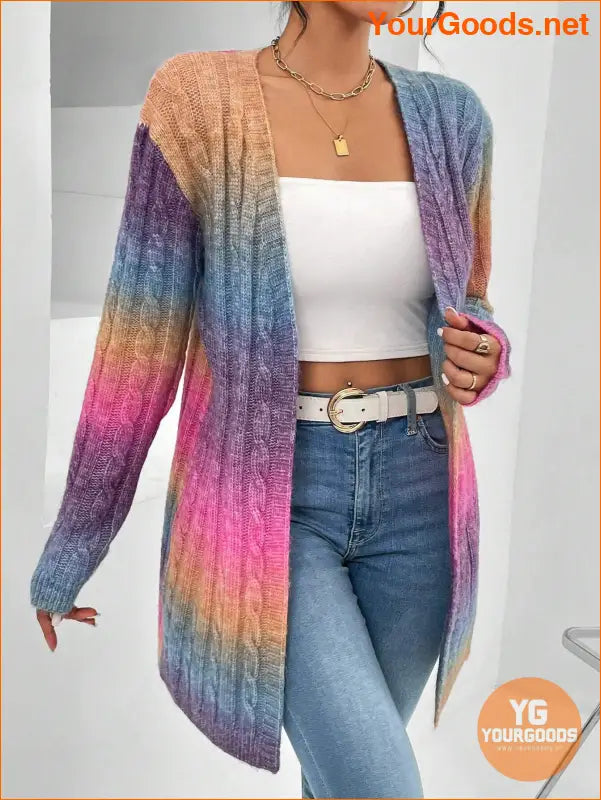 YOURGOODS Ombre Cable Knit Duster Cardigan - YourGoods Online Shop