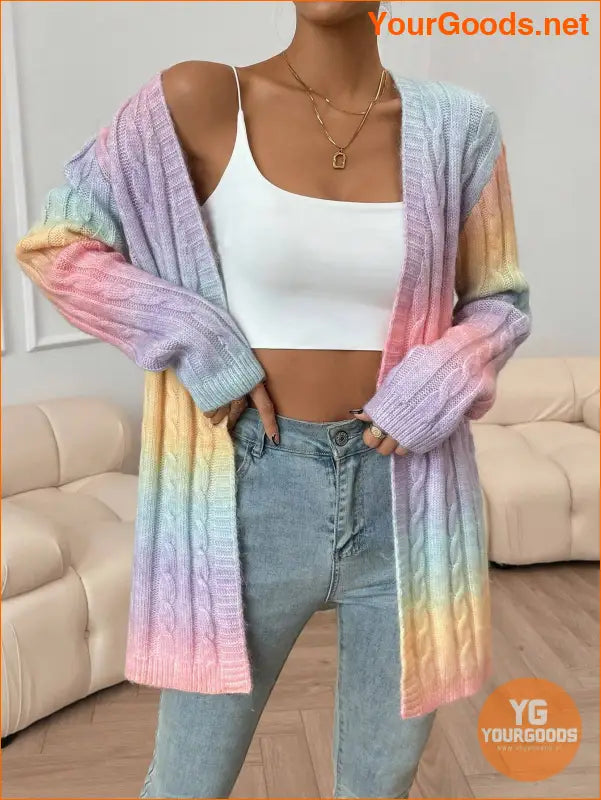 YOURGOODS Ombre Cable Knit Duster Cardigan - YourGoods Online Shop